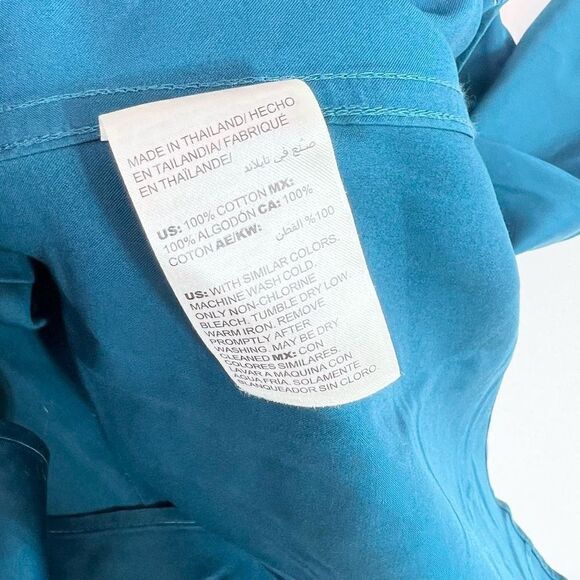Chico's No Iron Button Up Shirt Womens Large Blue Wrinkle Free Collared Top New - Picture 6 of 9
